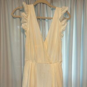 Elegant Cream Ruffle Jumpsuit